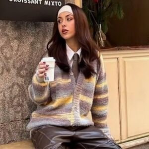 Bakyarder Women's Men's Unisex Sweater Button Down Open Front Cardigan Medium